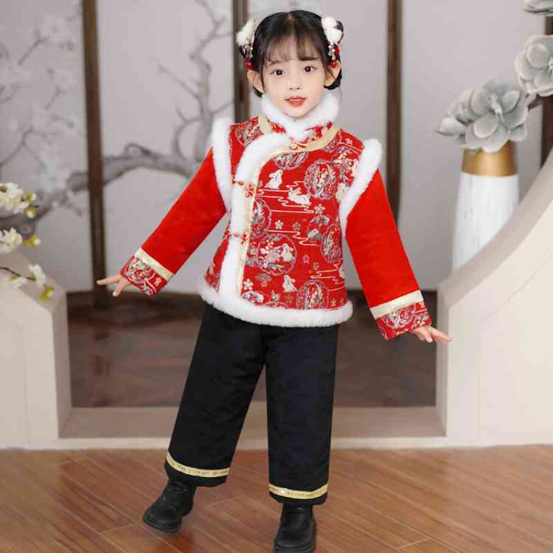 女童中国风超仙甜美可爱唐装冬季古风新品服新年拜年服