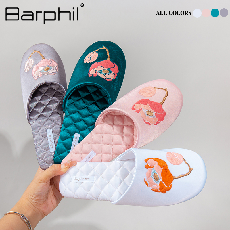 Barphil拖鞋室内家居防滑四季国风静音软底新中式包头月子鞋女士