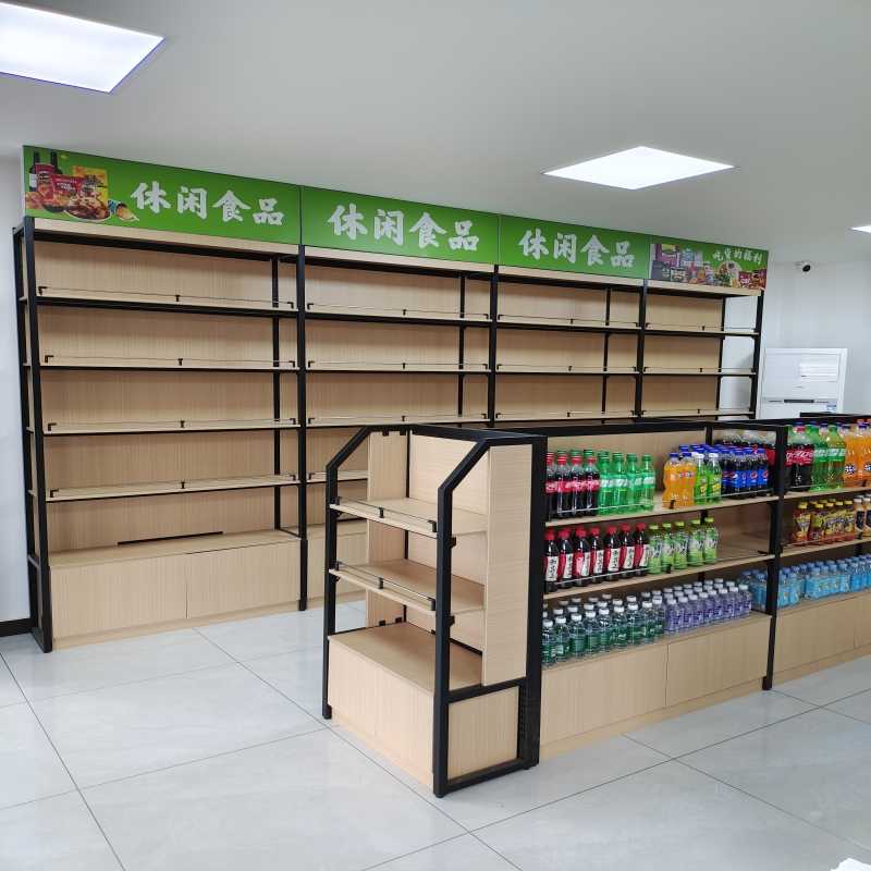 高端超市货架进口食品双面货架母婴店便利店钢木组合货架中岛柜
