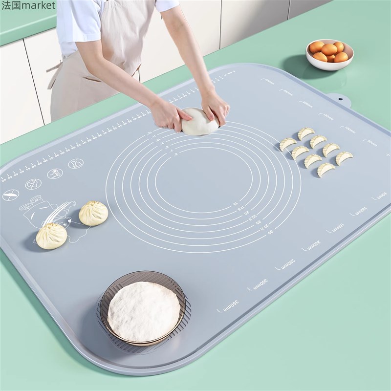 法国矽胶揉面垫食品级家用母婴级厨房案板M防滑烘焙擀面棍和面垫
