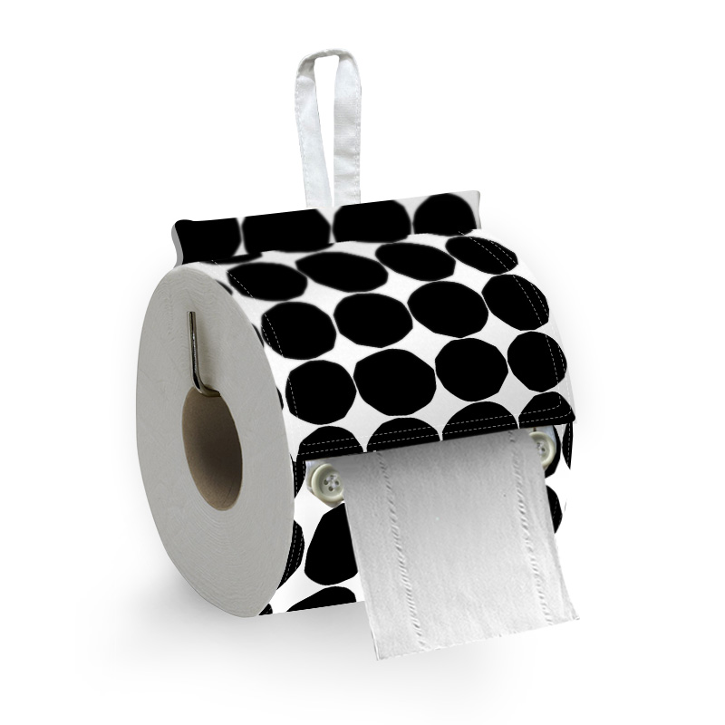 芬兰圆点图案免打孔卫生间纸巾盒浴室厕所卷纸卫生纸吊挂厕纸收纳