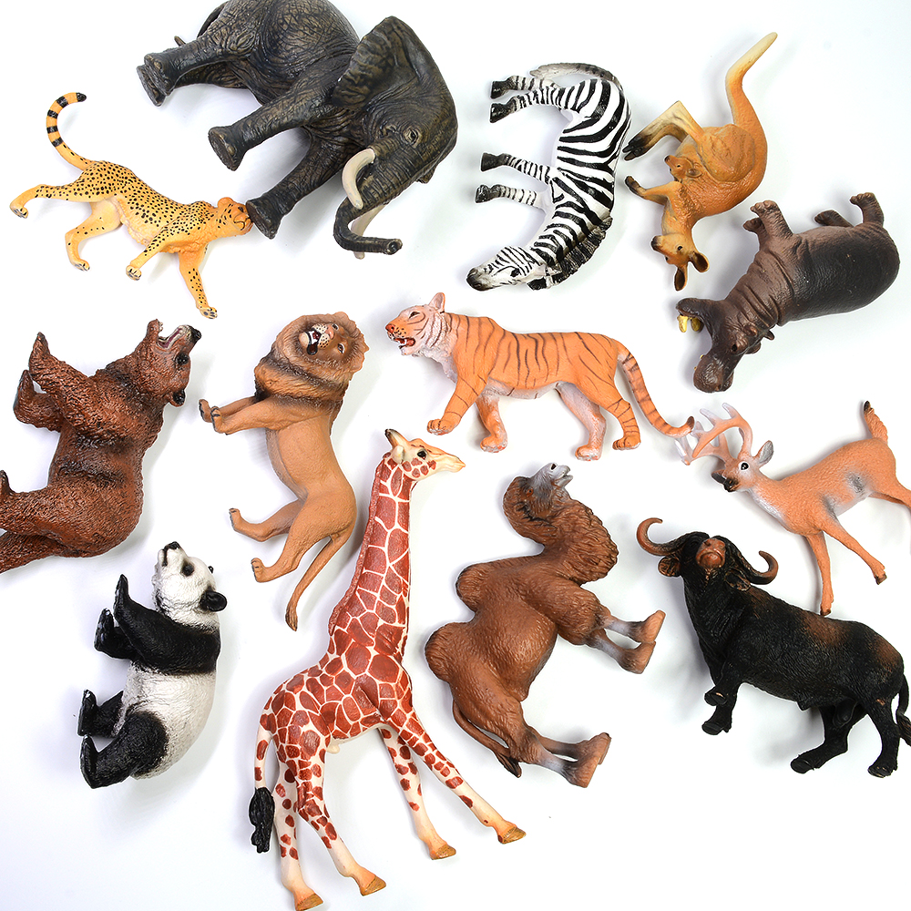 儿童仿真动物玩具模型套装野生动物园世界狮子老虎大象鳄鱼女孩儿