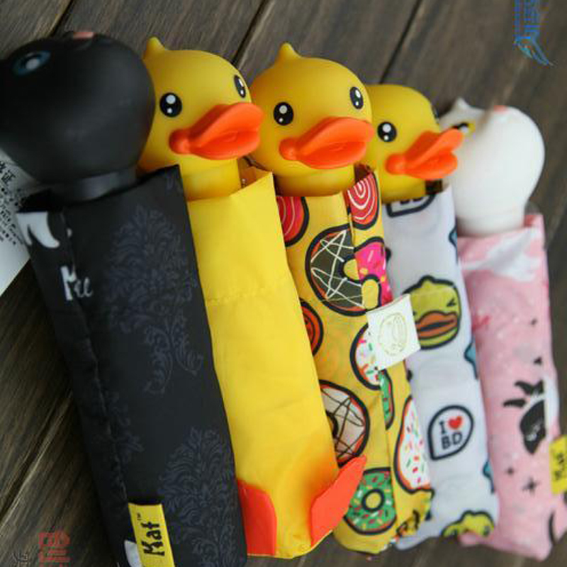 B.duck小黄鸭太阳晴雨伞女防晒防紫外线遮阳伞小巧两用便携三折伞
