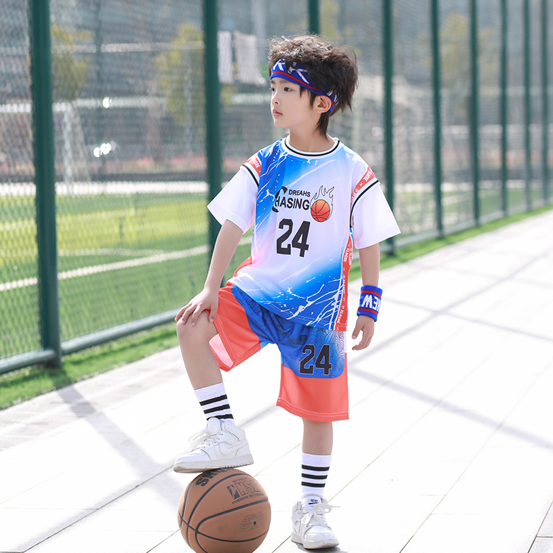 儿童篮球服套装夏季男童运动24号科比球衣速干小学生短袖假两件套