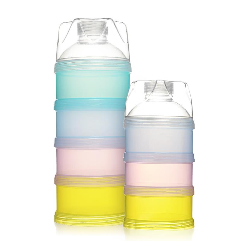 运智贝婴儿大容量外出奶粉盒彩四层可携式奶粉格宝宝奶粉罐分装