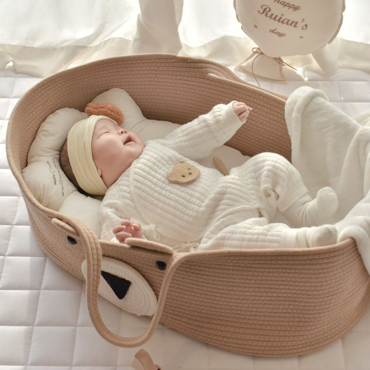 婴儿手提篮外出便携式宝宝移动车载睡篮新生儿出院安全摇篮睡床