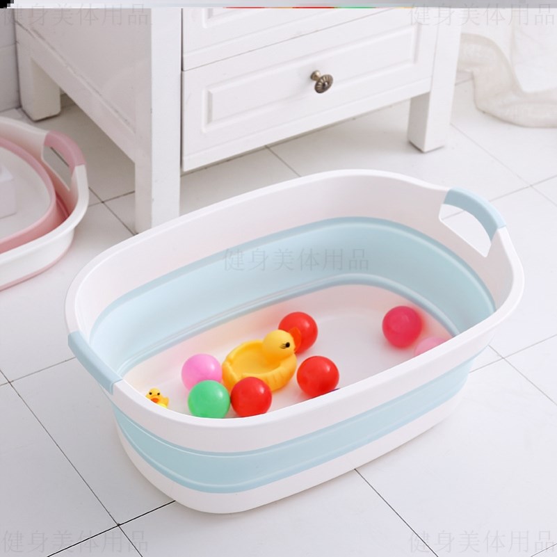 婴儿洗澡盆圆形大号宝宝加厚泡澡桶浴桶可坐加高圆形盆洗浴盆折叠