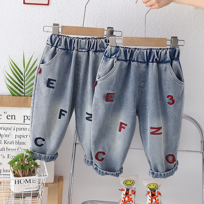 儿童裤男童春装休闲裤1-2到3岁半4周岁5小孩牛仔裤6男宝宝长裤子