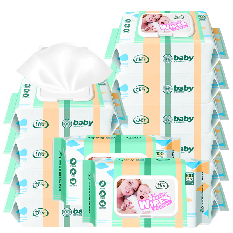 婴儿湿巾100家用实惠装新生幼儿宝宝手口专用湿纸巾12大包装特价