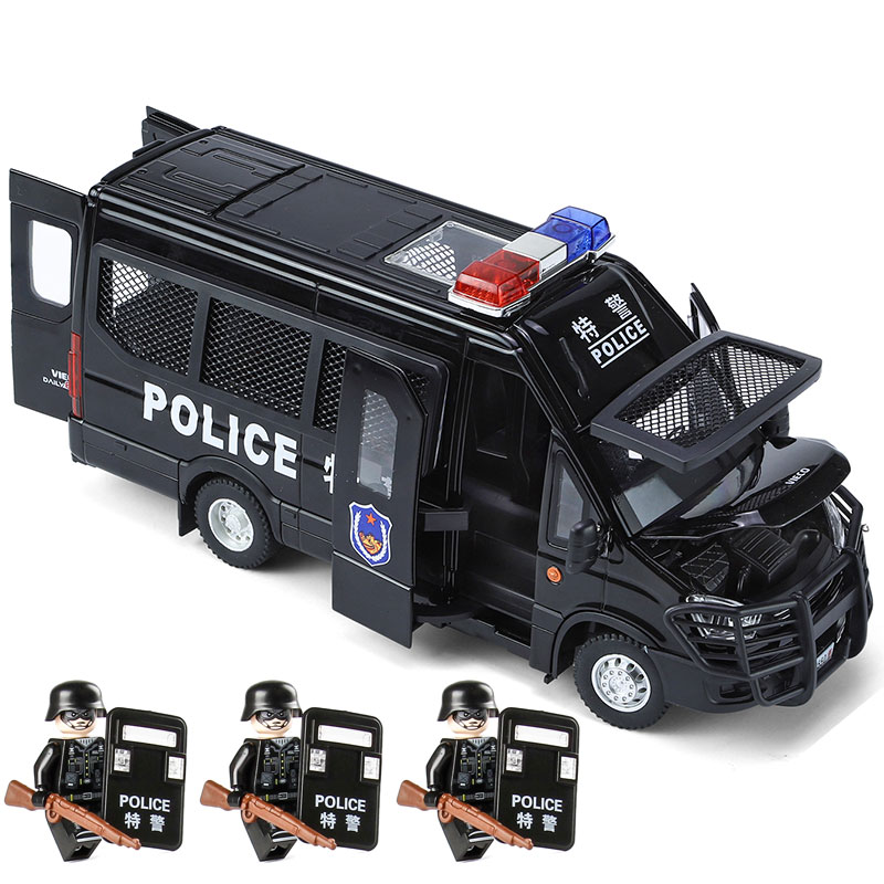大号1:24依维柯特警防爆仿真儿童男孩警车玩具公安警察合金小汽车