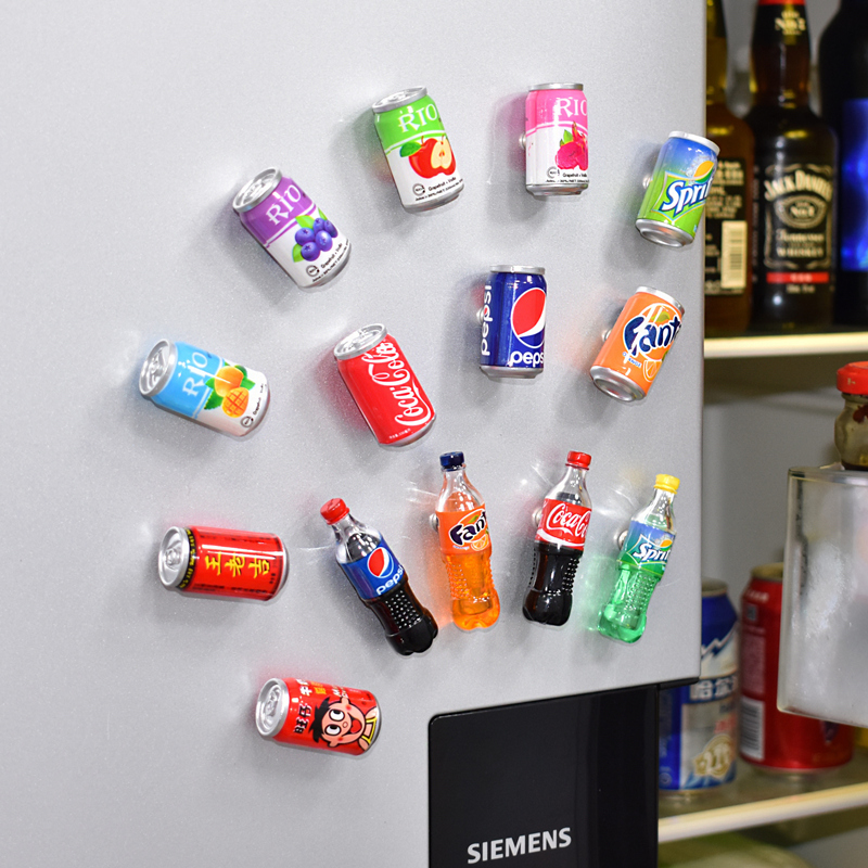 可爱冰箱贴个性创意3D立体瓶子饮料罐磁贴北欧家居磁性贴装饰贴饰