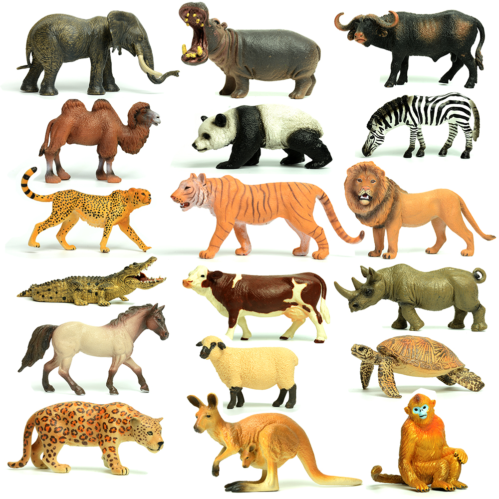 儿童仿真动物玩具模型套装野生动物园世界狮子老虎大象鳄鱼女孩儿
