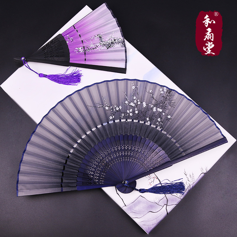 扇和堂  扇子日式折扇中国风女式绢扇子两截面礼品古风跳舞蹈小扇