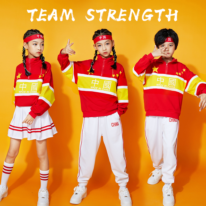 春季儿童啦啦操演出服小学生运动会班服中国风啦啦队团体表演服装
