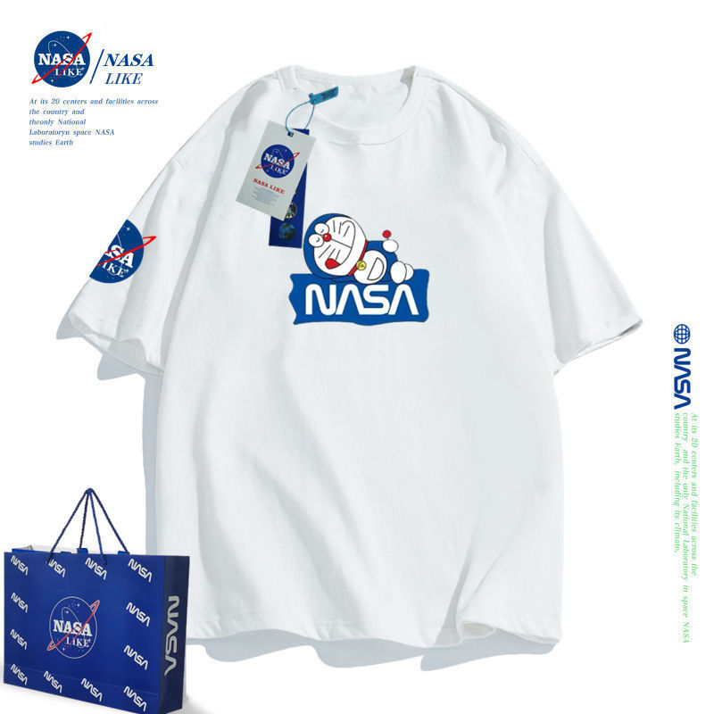 NASA联名哆啦a梦儿童装短袖t恤女童男童纯棉夏装一家三四口亲子装