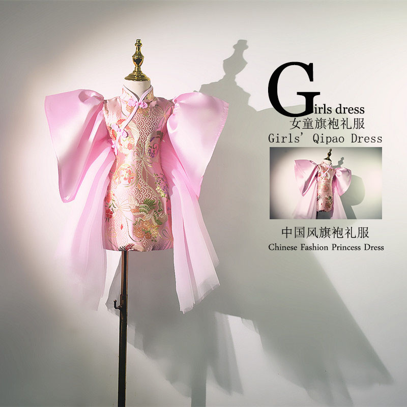 女童旗袍礼服唐装中国风中式洋气适合弹古筝的衣服服装旗袍小女孩