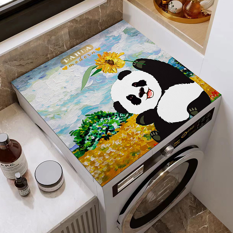 Panda熊猫皮革台面垫滚筒洗衣机防水罩垫冰箱罩垫防尘床头柜盖布