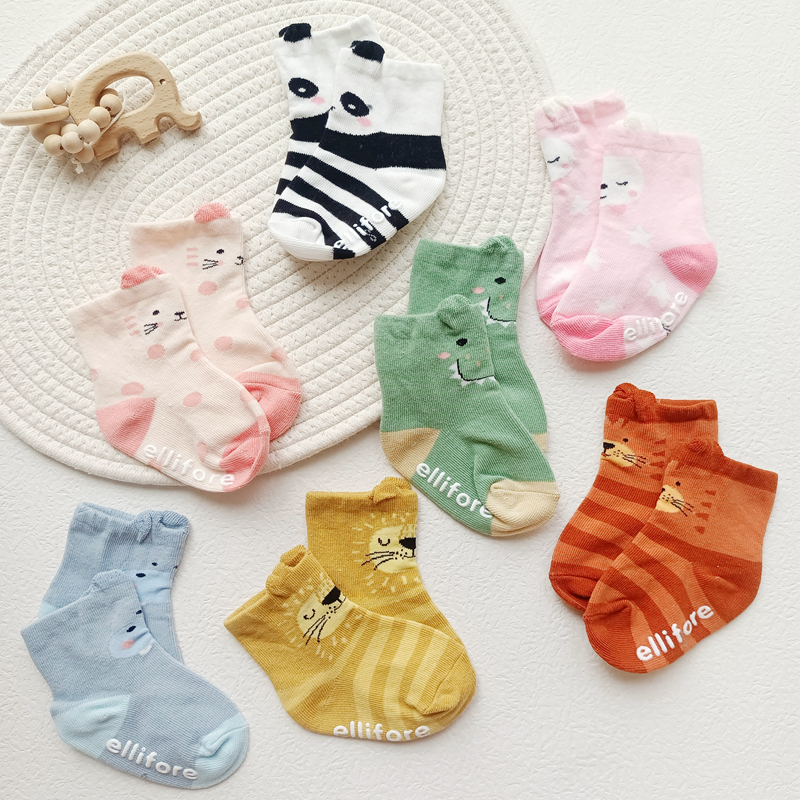 婴儿童纯棉全棉袜子宝宝地板防滑袜宝宝纯棉短筒袜子0-1-3岁