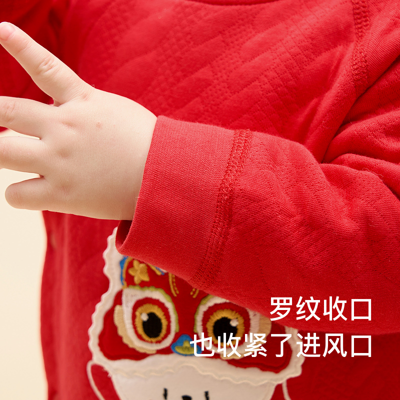 童泰婴儿连体衣秋冬季男女宝宝保暖红色喜庆衣服拜年服新年装哈衣
