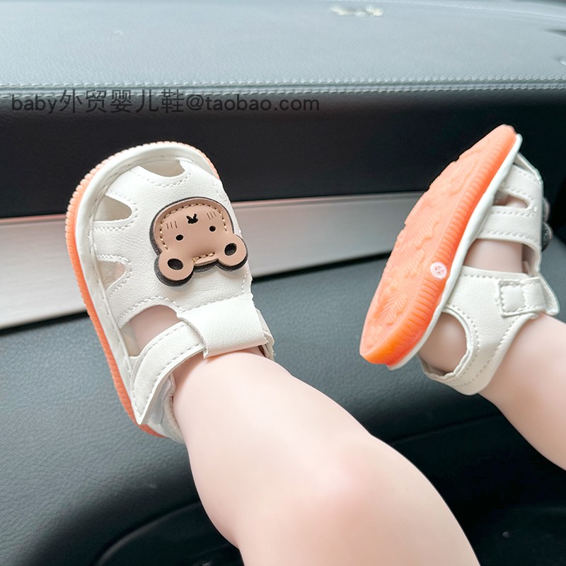 夏季宝宝透气学步鞋婴儿鞋6-9月防滑软底幼童凉鞋1-2岁男女叫叫鞋