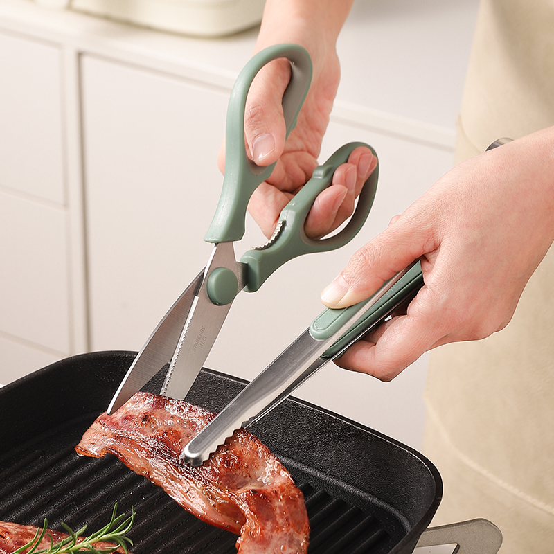 高颜值厨房剪刀家用多功能剪熟食品食物专用辅食剪刀烤肉夹子套装