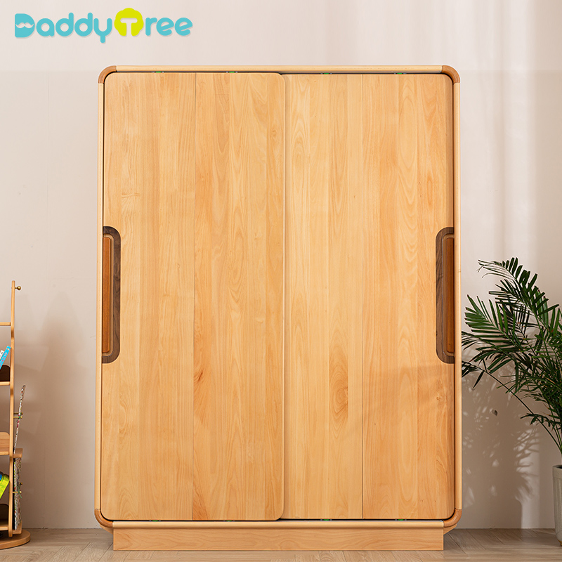实木衣柜儿童榉木全移门大容量衣橱推简约现代双门收纳储物整墙柜