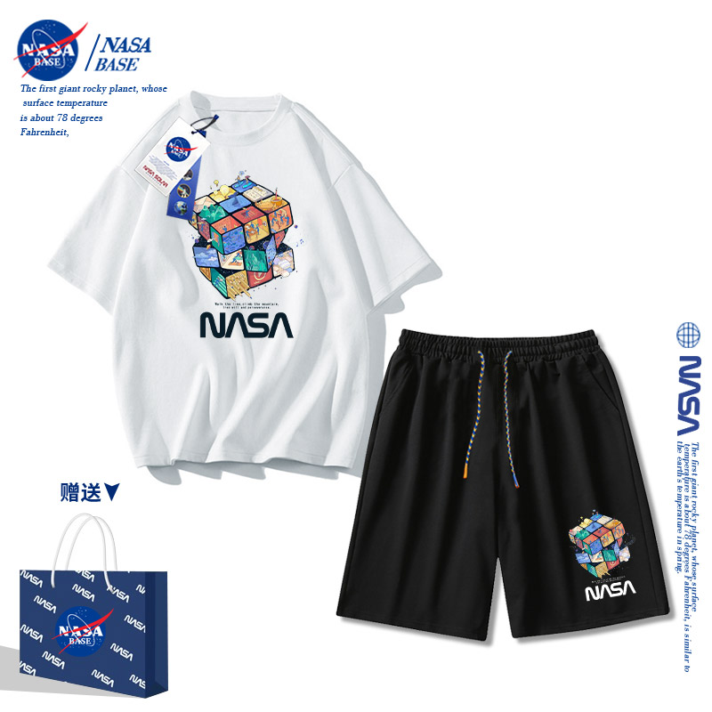 NASA男童夏装套装2024新款短袖t恤纯棉中大童短裤儿童夏季运动装