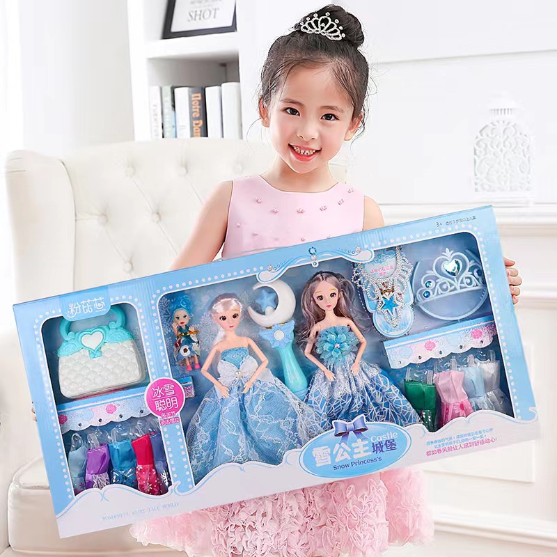 儿童洋娃娃过家家玩具套装3-6岁换装洋娃娃女孩公主新款冰雪套装