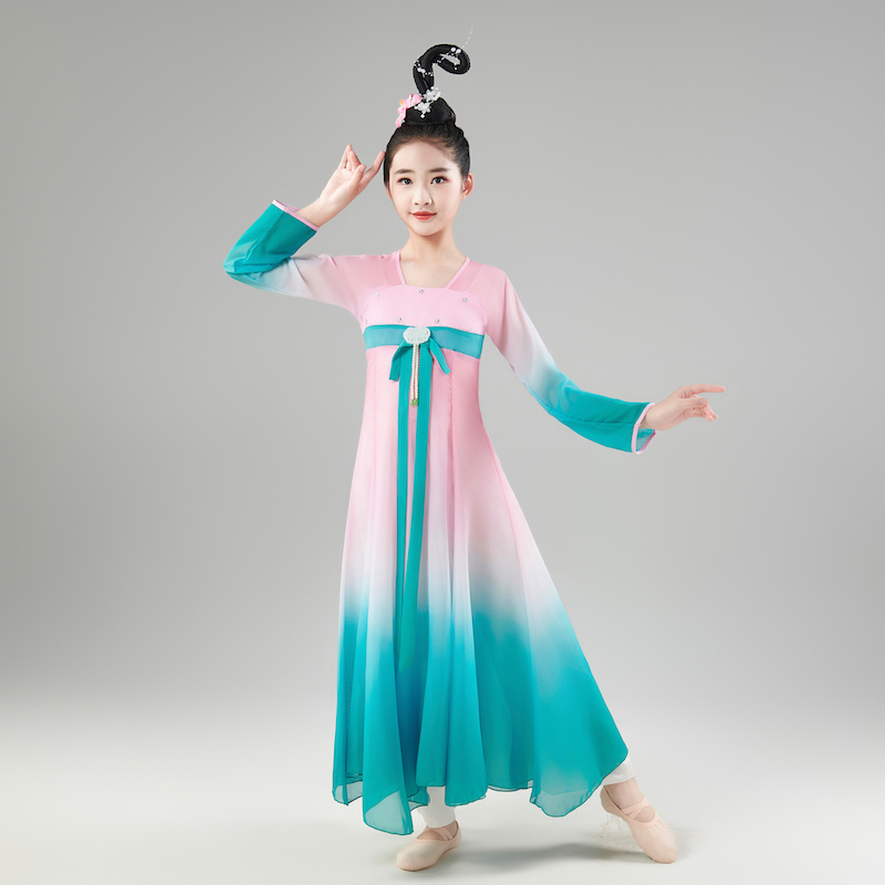 儿童古典舞蹈服儿童扇子舞中国风飘逸女童玉灵儿舞蹈练功古风汉服