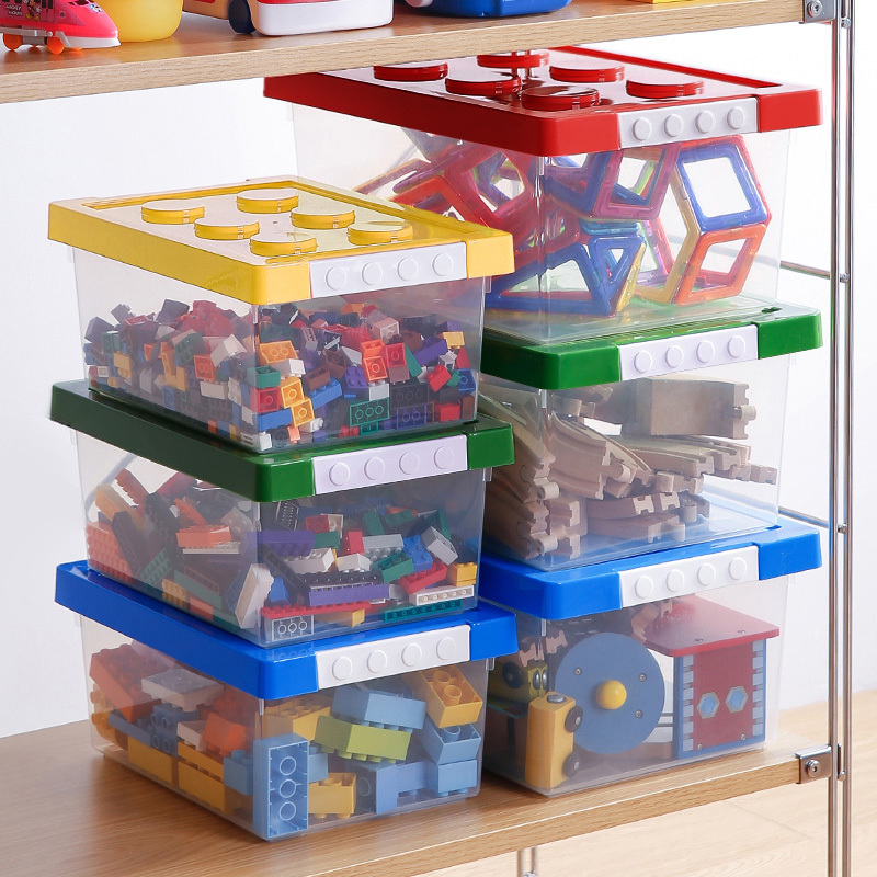 玩具收纳箱儿童拼装积木分类透明整理箱零食宝宝收纳盒塑料储物箱