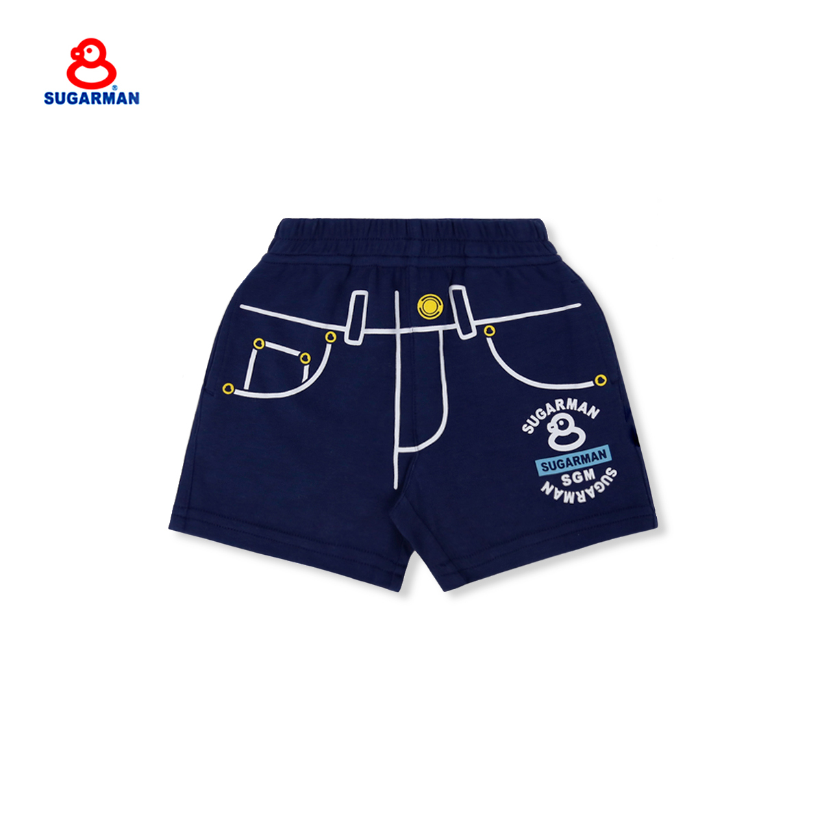 SUGARMAN香港品牌糖人小黄鸭新款假裝印花造型男女同款婴儿短裤
