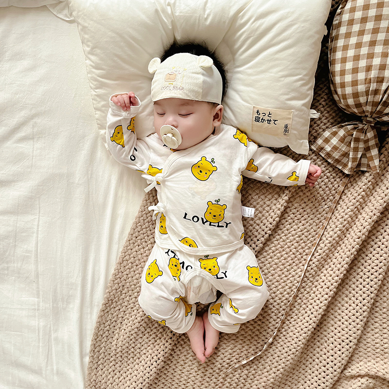 新生儿衣服长袖纯棉超薄款两件套装婴儿家居和尚服夏天宝宝外出服
