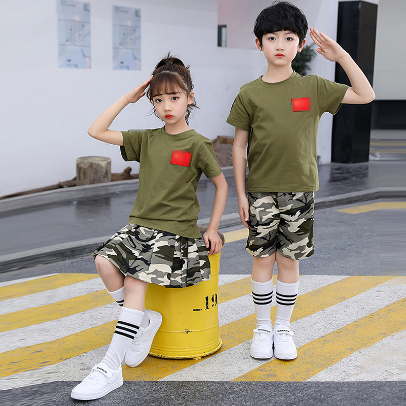 推荐儿童迷彩服男女童T恤套装特种兵小孩学生夏令营服装军训演出