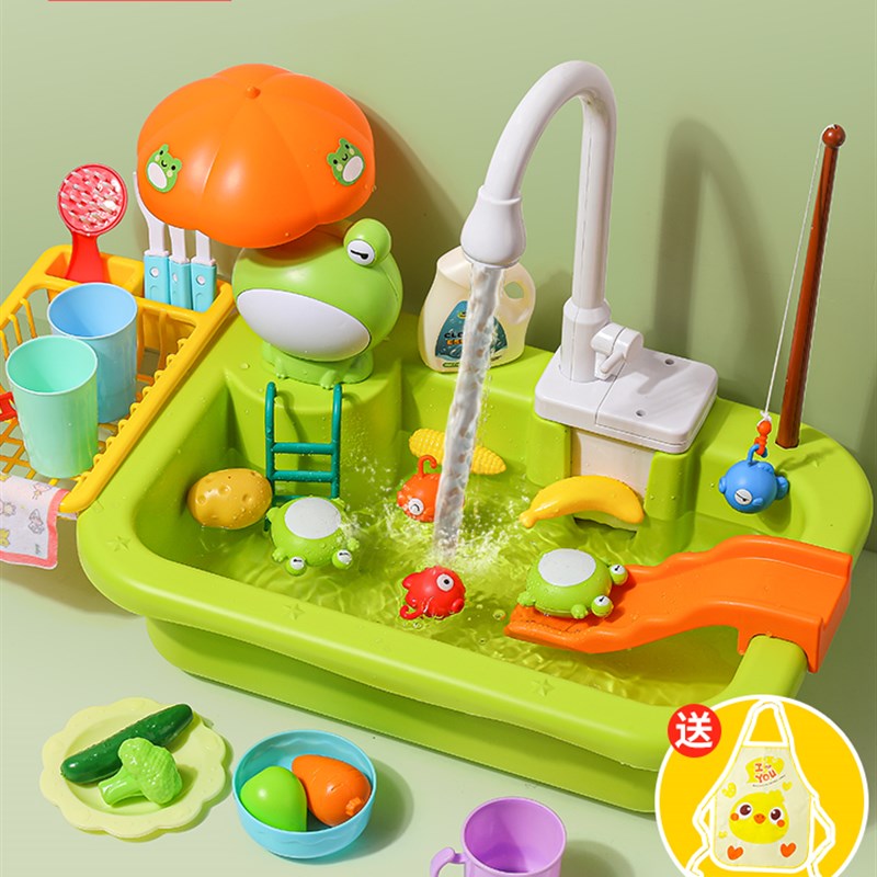 儿童洗碗机台玩具洗菜池盆水v龙头循环电动扮家家酒厨房女孩2一3