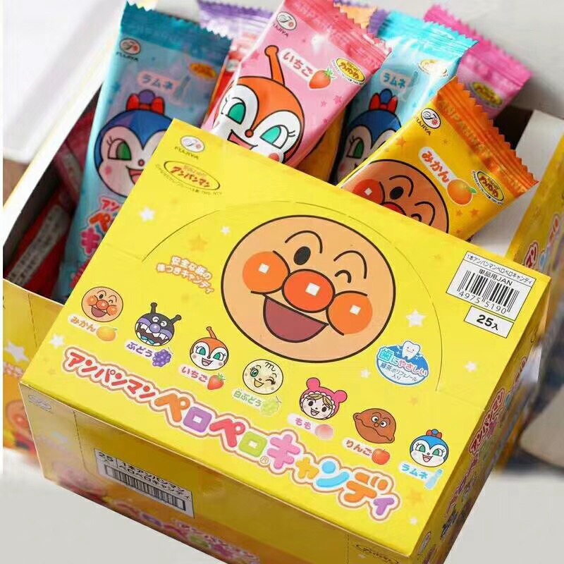 日本 不二家面包超人护齿水果单支棒棒糖（7个味道）*25/组整盒价