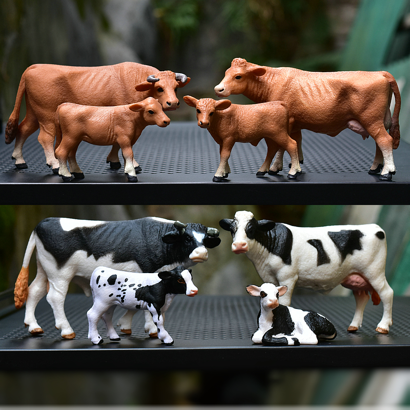 仿真动物玩具模型奶牛黄牛公牛摆件环保实心牛玩具牲口牛模型套装