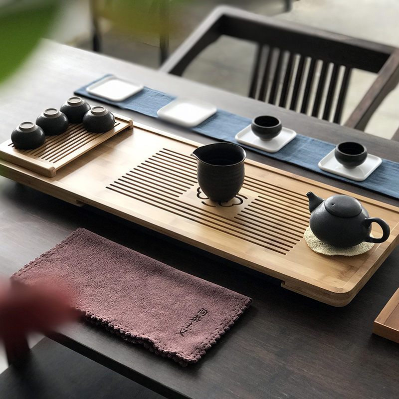 储水式茶盘竹制简约茶台干泡茶海排水日式茶具竹子托盘家用长方形
