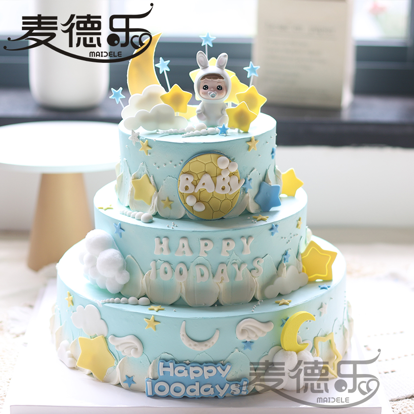 上海百日宴宝宝双满月周岁100天彼得兔主题兔子宝宝生日蛋糕
