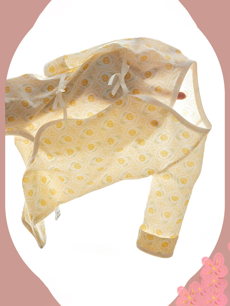 新生儿衣服夏薄款两件套婴儿连体衣纯棉哈衣长袖空调服女宝宝爬服