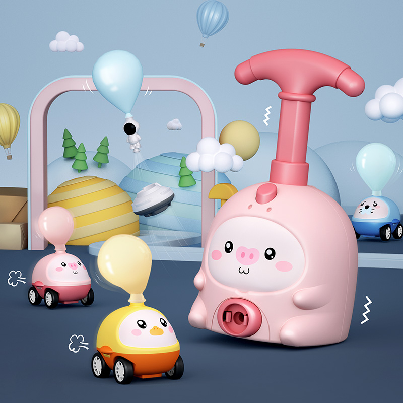 儿童网红爆款玩具小猪空气动力气球车飞天玩具益智1一3岁女孩男孩