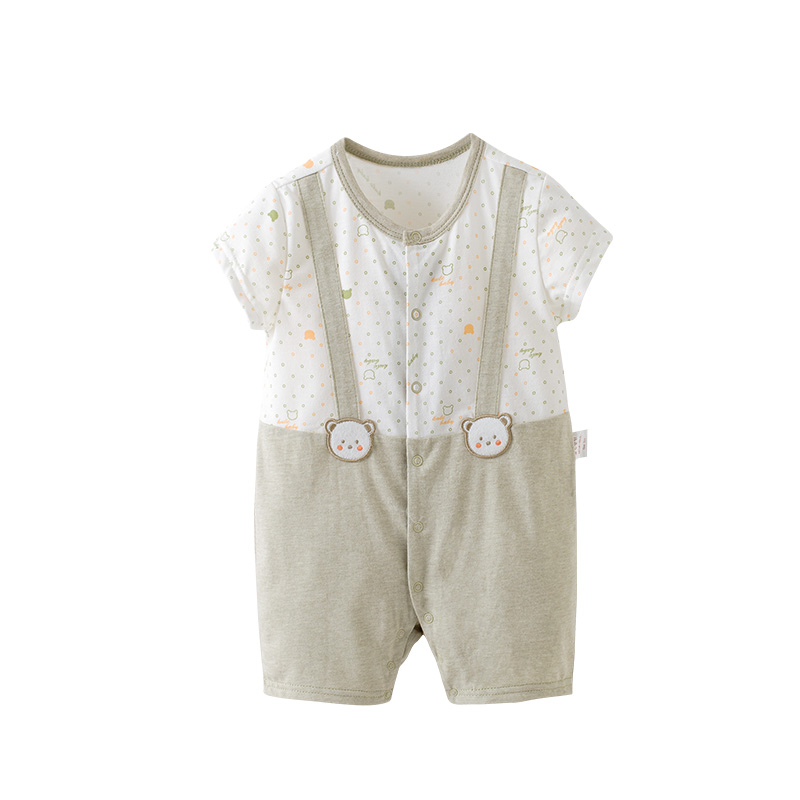 婴儿连体衣睡衣空调服短袖纯棉宝宝夏装0-3个月6新生儿衣服夏季