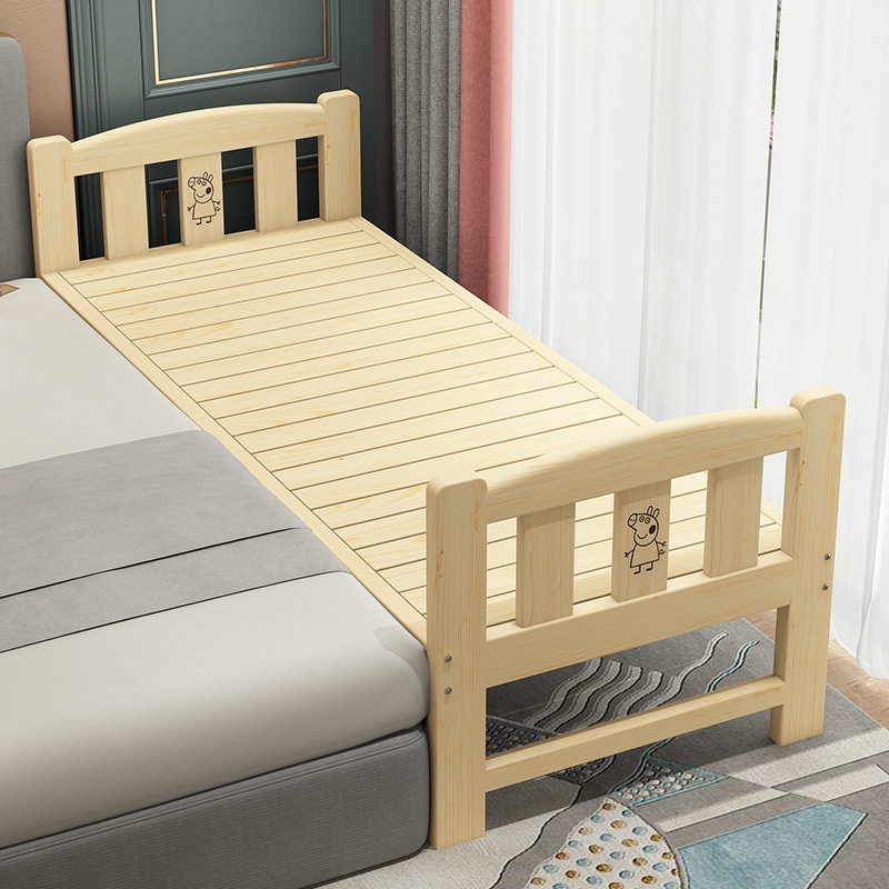 实木松木拼接床加宽延伸环保免漆定制单人床架加I长床板儿童床定
