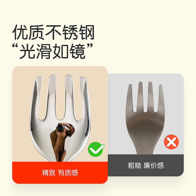 世喜宝宝勺子自主进食叉勺学吃训练勺子吃饭儿童餐具不锈钢元宝勺
