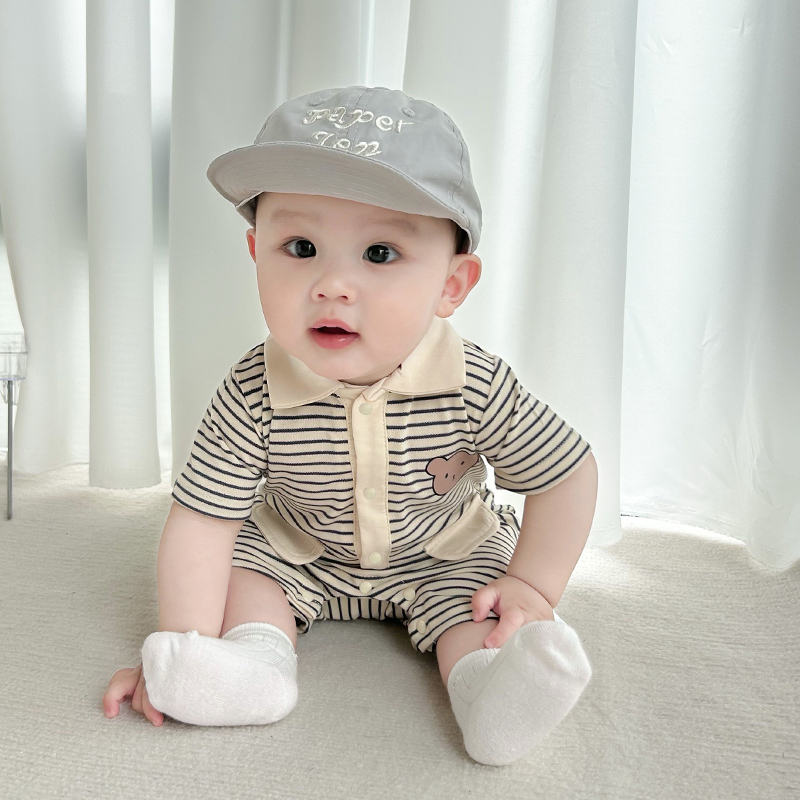 婴儿短袖衣服夏装新生男宝宝连体衣满月百天0一6月周岁哈衣夏季12