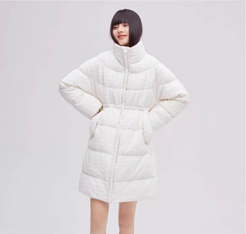好货冬季新品中长款羽绒服女2023年韩版女装白鸭绒肌理感立领