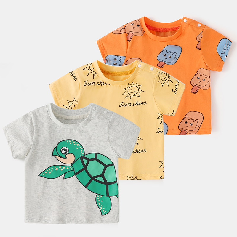 婴儿衣服休闲短袖T恤夏装男童3岁1幼儿女宝宝儿童小童上衣潮