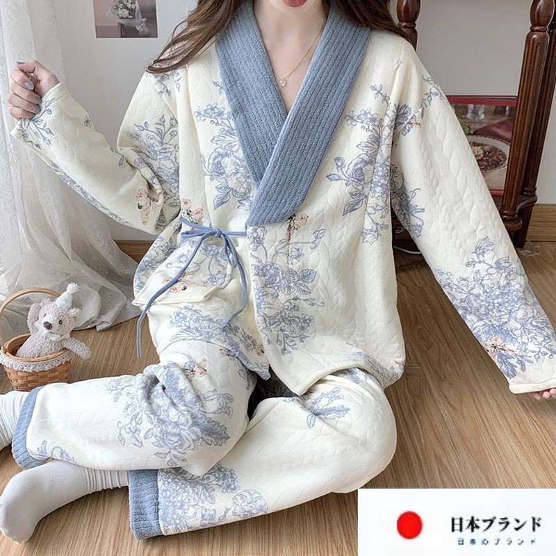 日本JT月子服空气棉春秋冬款产后哺乳两件套喂奶期家居服孕妇睡衣