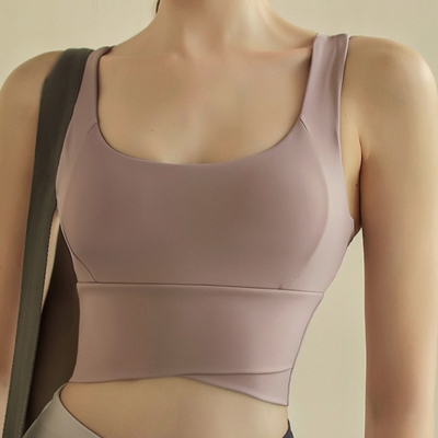 新款带胸垫瑜伽服套装高强度防震运动内衣女文胸跑步背心健身衣裤