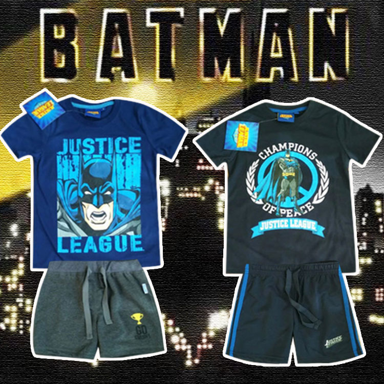 短袖T恤套装男童装短裤嘻哈潮牌JUSTICE蝙蝠侠夏季新款中大童