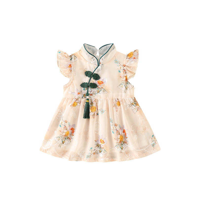 女童夏装薄款新中式旗袍女宝宝裙子连体衣姐妹装婴儿连衣裙夏季